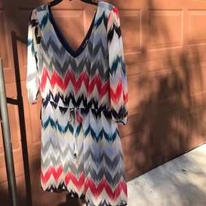 Chevron Striped V-Neck Dress by BeBop - Size XL (Juniors)